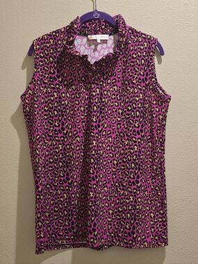NWOT Jude Connally Maura Top Pink Leopard Sz S